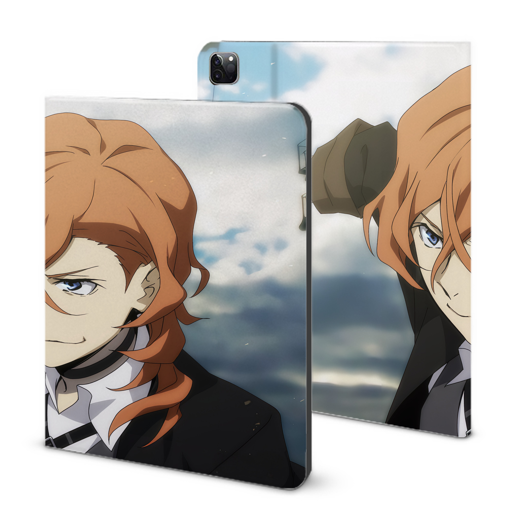 （画像用） 文豪ストレイドッグス Bungo Stray Dogs IPad ケース ブック型 PUレザー TPU 耐衝撃 軽量 薄型 ペン収納なし 全面保護 IPad 各モデル対応